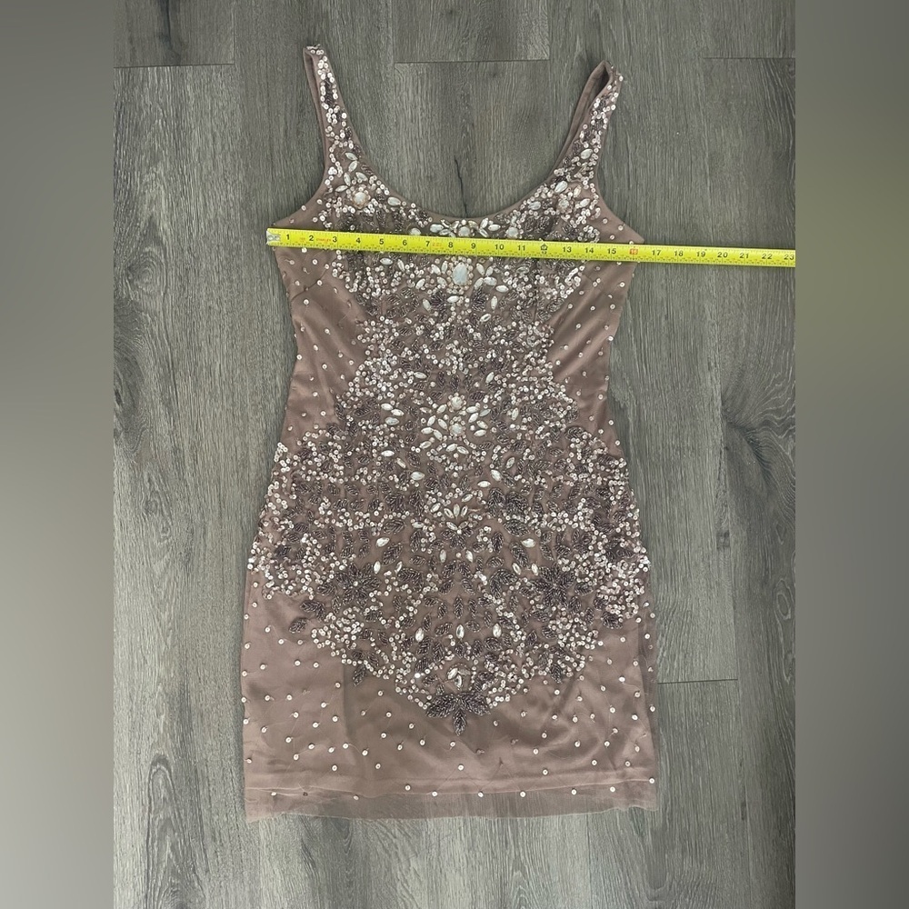 Adrianna Papell Sequin Embellished Cocktail Dress - Beige - Picture 9 of 13